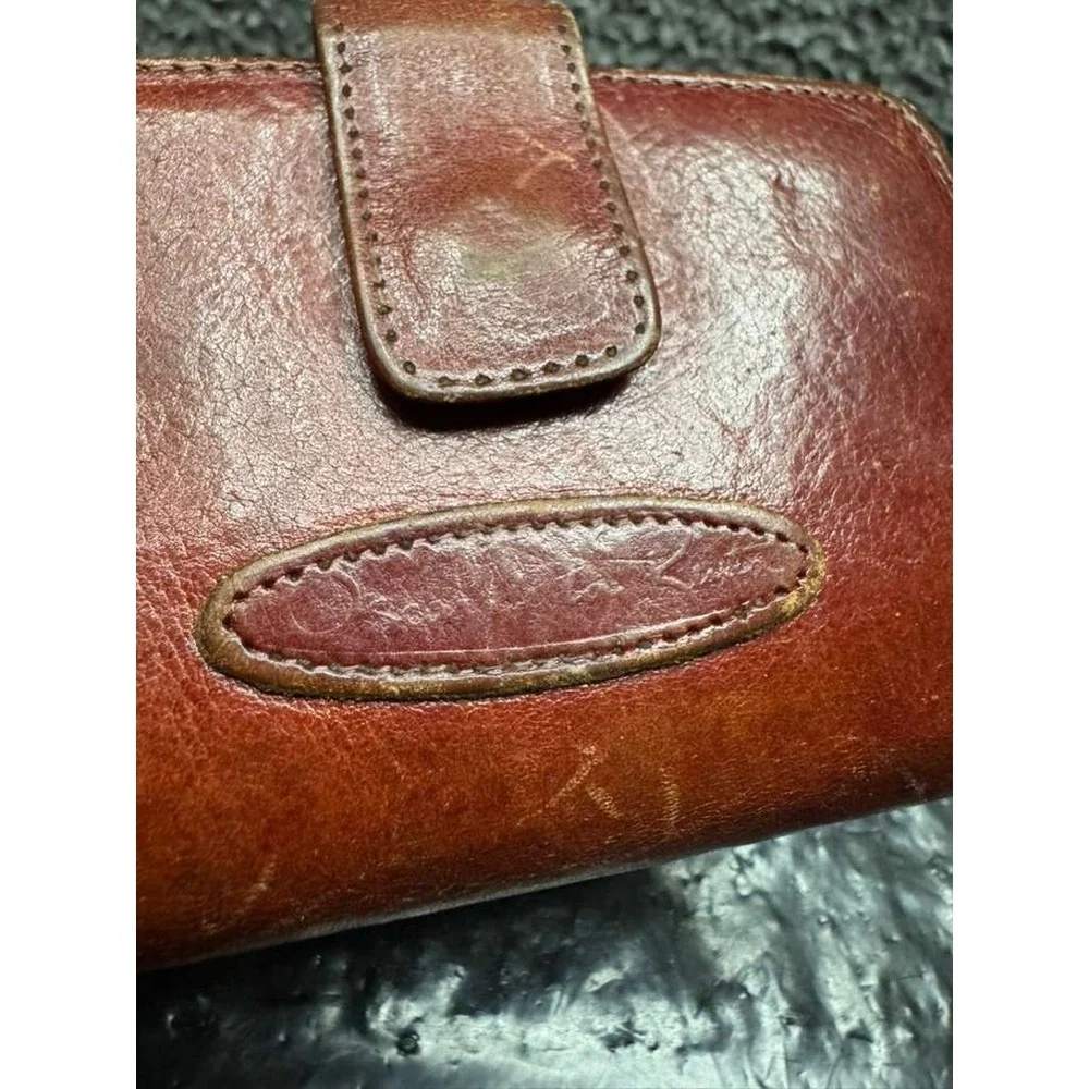 Vintage Oscar De La Renta‎ Bond Street Men's Leather Embossed Wallet Brown